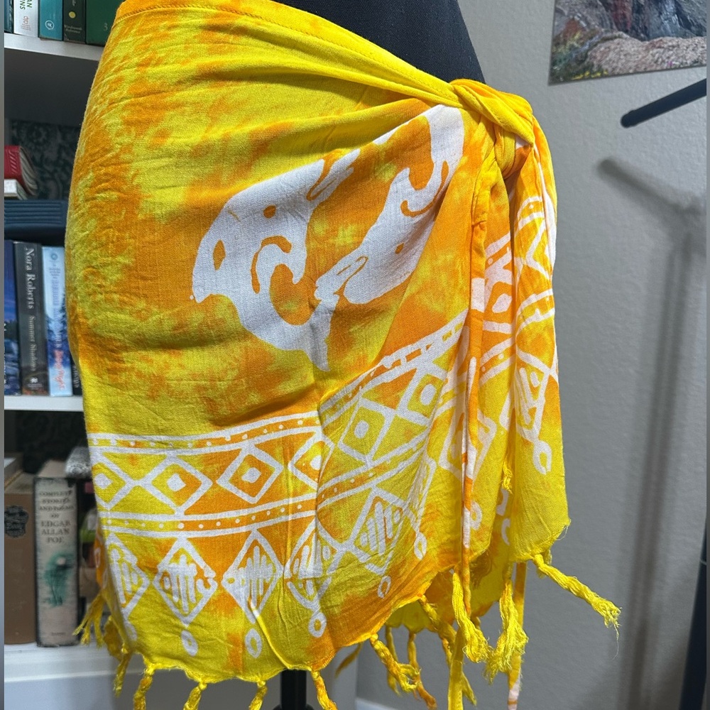 Vintage Liberty House, dolphin, Sarong Yellow & Orange Tie-Dye Pattern